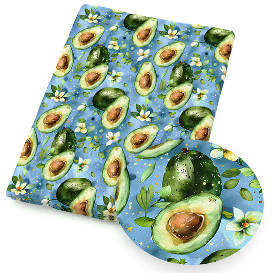 avocado flowerfloral blue green series fruit fabric