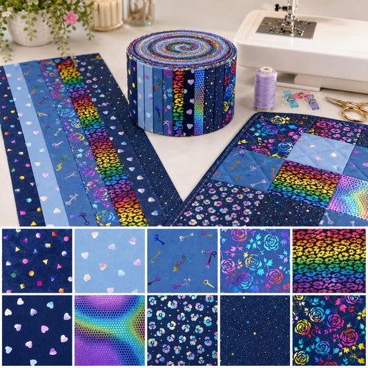 10pcs Vintage Flower Heart Blue Pattern Jelly Roll Fabric Strips 2.5X19.7inch Pre-cut 100% Polyester Fresh and Delicate Printed Fabricfor Patchwork Quilts, Table Runners, Placemats, Tote Bags, Storage Pouches, Makeup Bags, Coasters, Quilt Blocks & Binding