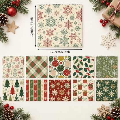 10Pc/Set Christmas Series Stripe Plaid Tree Gift Fat Quarter Fabric, Pre-Cut Square Fabric Assort, Fabric Set, Craft Fabric, Handmade DIY Patchwork Fabric,Home Quilting Sewing Fabric, Packaging Fabric, Scrapbooking Craft Hobbyist