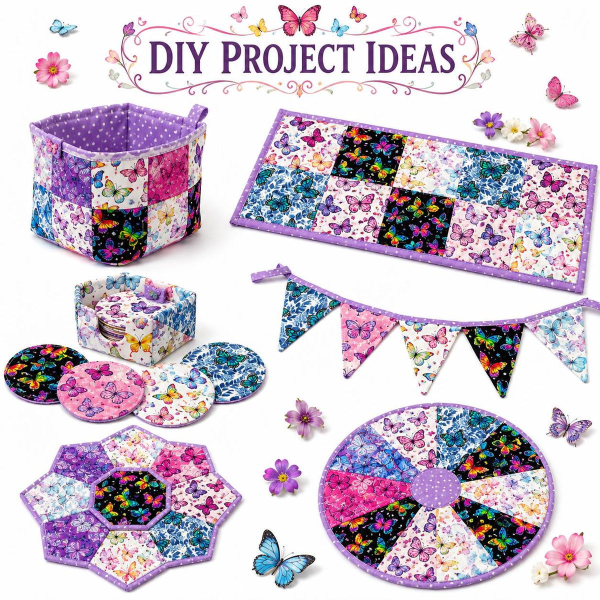 10Pc/Set Flower Butterfly Series Fat Quarter Fabric, Pre-Cut Square Fabric Assort, Fabric Set, Craft Fabric, Handmade DIY Patchwork Fabric,Home Quilting Sewing Fabric, Packaging Fabric, Scrapbooking Craft Hobbyist