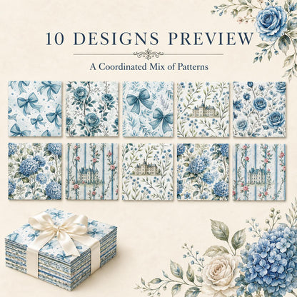 10pcs Charm Pack Set Floral Rose Bow Pattern Vintage Style Handmade DIY with Rich Color and Texture Elements 100% Polyester Patchwork in 10 Design Styles Suitable for Patchwork DIY Craft Projects DIY Wallet Making Gift Giving Bag Making Mother's Day Gift