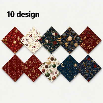 10pcs Charm Pack Set Christmas Pattern Vintage Style Handmade DIY with Rich Color and Texture Elements 100% Polyester Patchwork in 10 Design Styles Suitable for Patchwork DIY Craft Projects DIY Wallet Making Gift Giving Bag Making Mother's Day Gift