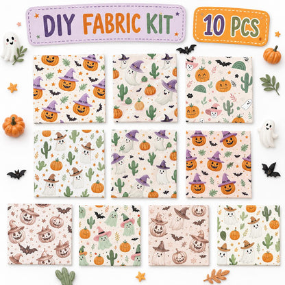 10pcs Charm Pack Set Halloween Pumpkin Ghost Holly Snow Pattern Vintage Style Handmade DIY with Rich Color and Texture Elements 100% Polyester Patchwork in 10 Design Styles Suitable for Patchwork DIY Craft Projects DIY Wallet Making Gift Giving Bag Making