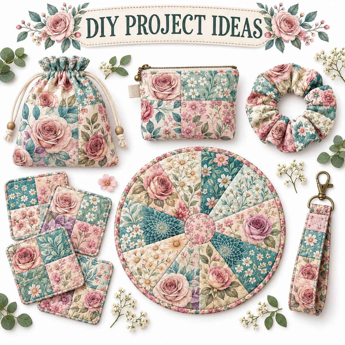 10Pc/Set Flower Series Fat Quarter Fabric, Pre-Cut Square Fabric Assort, Fabric Set, Craft Fabric, Handmade DIY Patchwork Fabric,Home Quilting Sewing Fabric, Packaging Fabric, Scrapbooking Craft Hobbyist