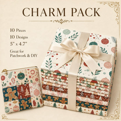 10Pc/Set Christmas Series Bowknot Heart Star Candy Crutch Fat Quarter Fabric, Pre-Cut Square Fabric Assort, Fabric Set, Craft Fabric, Handmade DIY Patchwork Fabric,Home Quilting Sewing Fabric, Packaging Fabric, Scrapbooking Craft Hobbyist