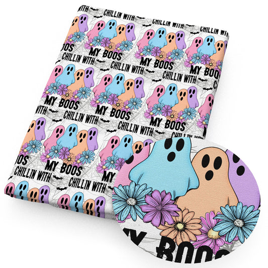 halloween skull ghost skeleton bones fabric