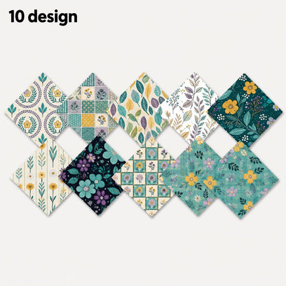 10pcs Charm Pack Set Floral Vintage Style Pattern Handmade DIY with Rich Color and Texture Elements 100% Polyester Patchwork in 10 Design Styles Suitable for Patchwork DIY Craft Projects DIY Wallet Making Gift Giving Bag Making Mother's Day Gift
