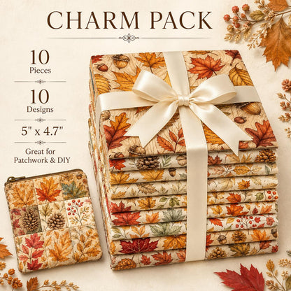 10Pc/Set Fall Autumn Series Maple Leaf Pinecones Fat Quarter Fabric, Pre-Cut Square Fabric Assort, Fabric Set, Craft Fabric, Handmade DIY Patchwork Fabric,Home Quilting Sewing Fabric, Packaging Fabric, Scrapbooking Craft Hobbyist