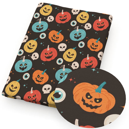 halloween pumpkin skull ghost skeleton bones fabric