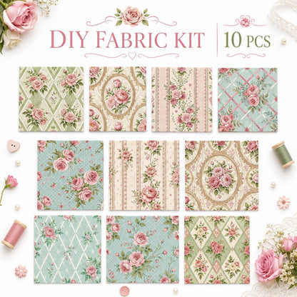 10pcs Charm Pack Set Floral Pattern Vintage Style Handmade DIY with Rich Color and Texture Elements 100% Polyester Patchwork in 10 Design Styles Suitable for Patchwork DIY Craft Projects DIY Wallet Making Gift Giving Bag Making Mother's Day Gift