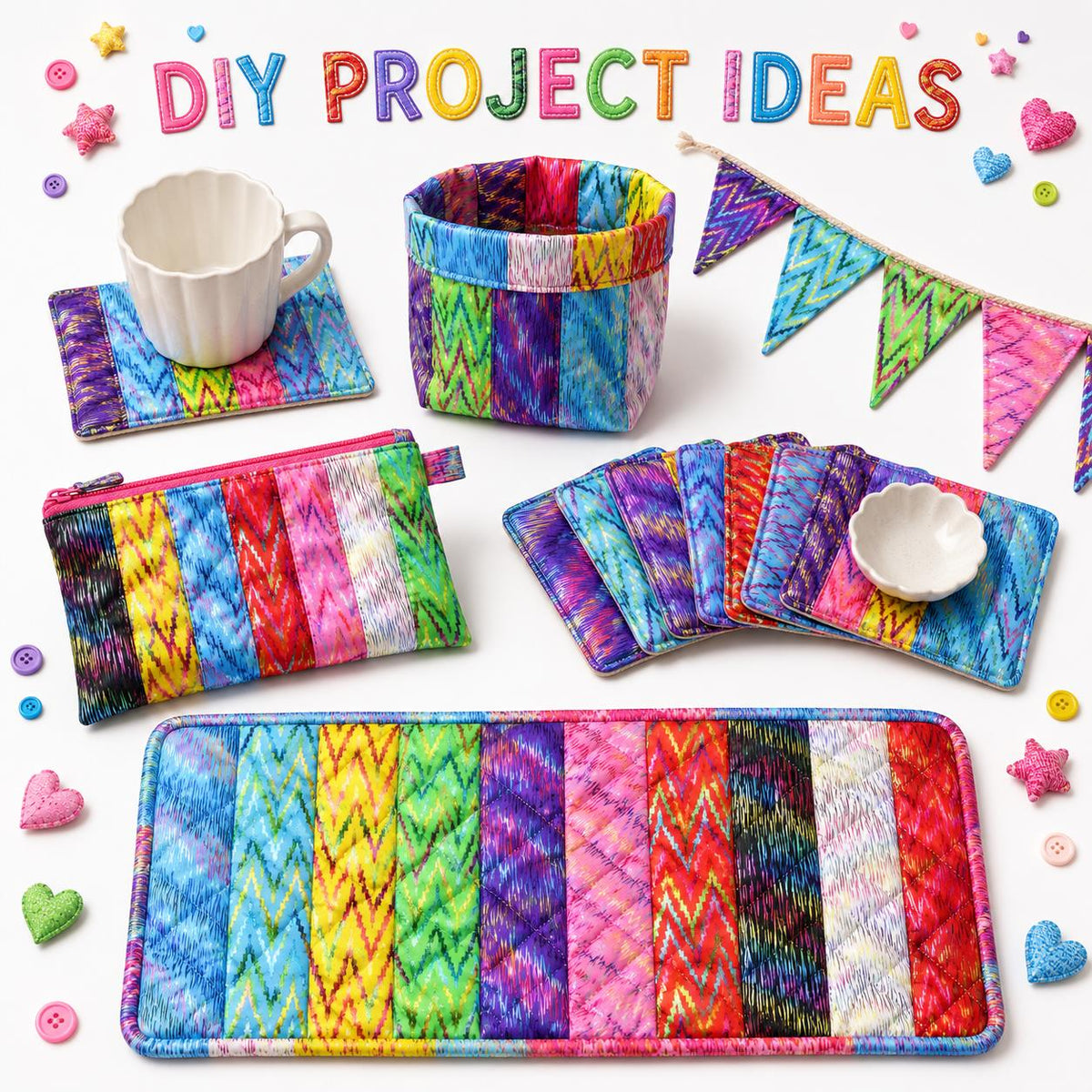 10pcs Vintage Chevron, Zig Zags Pattern Jelly Roll Fabric Strips 2.5X19.7inch Pre-Cut 100% Polyester For Patchwork Quilts, Table Runners, Placemats, Tote Bags, Storage Pouches, Makeup Bags, Coasters, Quilt Blocks & Binding