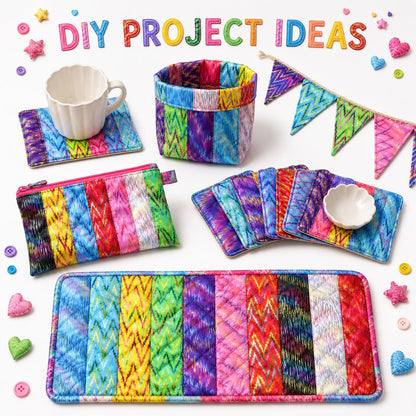 10pcs Vintage Chevron, Zig Zags Pattern Jelly Roll Fabric Strips 2.5X19.7inch Pre-Cut 100% Polyester For Patchwork Quilts, Table Runners, Placemats, Tote Bags, Storage Pouches, Makeup Bags, Coasters, Quilt Blocks & Binding
