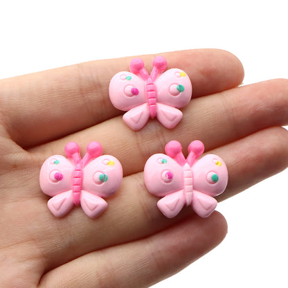 Resin Flat Back Charms Beads,5pcs Pink Color Butterfly Shape Resin Cabochons for DIY Crafts, Scrapbooking, Jewelry Making