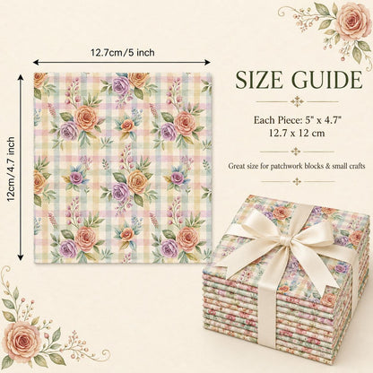 10Pc/Set Flower Plaid Series Daisy Mushroom Fat Quarter Fabric, Pre-Cut Square Fabric Assort, Fabric Set, Craft Fabric, Handmade DIY Patchwork Fabric,Home Quilting Sewing Fabric, Packaging Fabric, Scrapbooking Craft Hobbyist