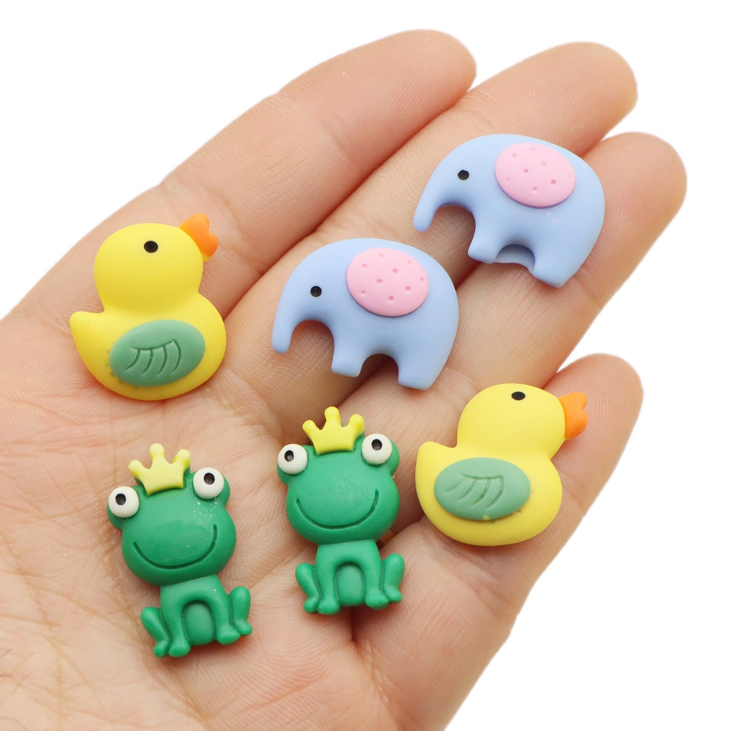 Resin Flat Back Charms Beads,2pcs Frog Duck Turtle Elephant Shape Resin Cabochons for DIY Crafts, Scrapbooking, Jewelry Making