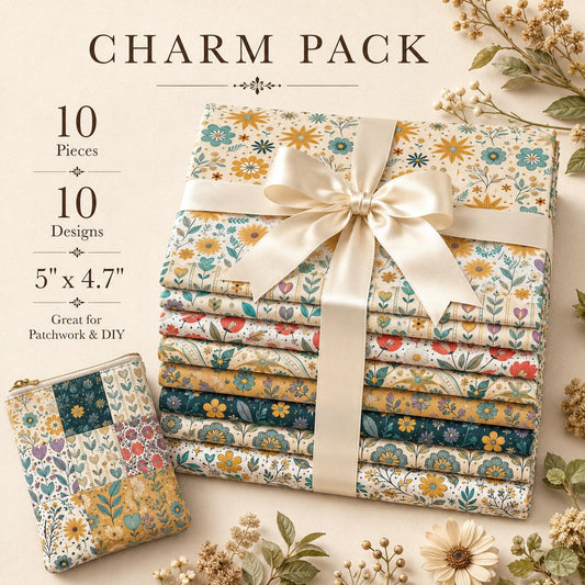 10pcs Charm Pack Set Floral Bird Vintage Style Pattern Handmade DIY with Rich Color and Texture Elements 100% Polyester Patchwork in 10 Design Styles Suitable for Patchwork DIY Craft Projects DIY Wallet Making Gift Giving Bag Making Mother's Day Gift