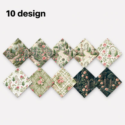 10Pc/Set Flower Tree House Series Fat Quarter Fabric, Pre-Cut Square Fabric Assort, Fabric Set, Craft Fabric, Handmade DIY Patchwork Fabric,Home Quilting Sewing Fabric, Packaging Fabric, Scrapbooking Craft Hobbyist