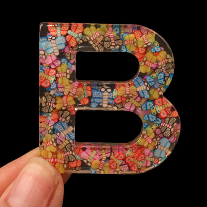 1Pc Butterfly Polymer Clay With Letters Alphabet Crystal Epoxy Resin - Perfect for Bags & Car Accessories, Ideal Gift for Women on Christmas, Birthdays, and New Year
