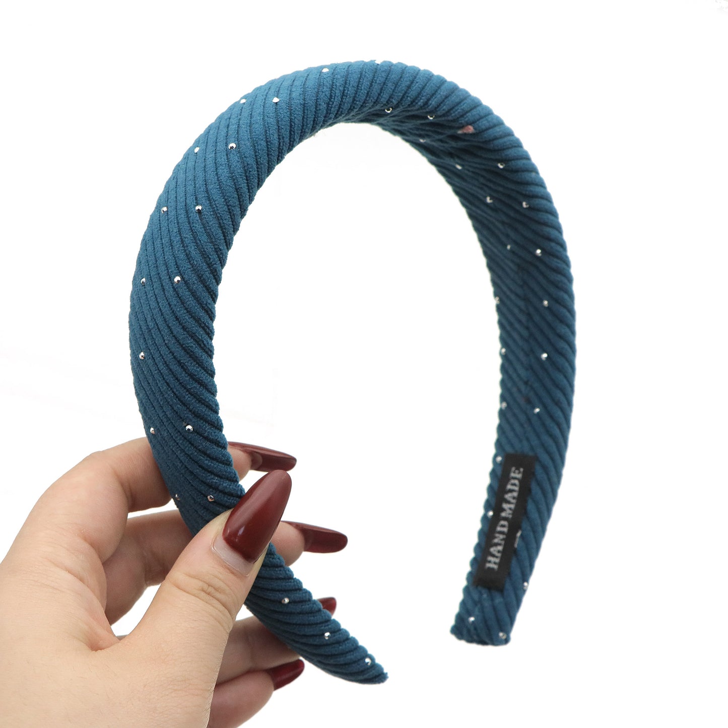 Luxury Corduroy Rhinestone Sponge Headband