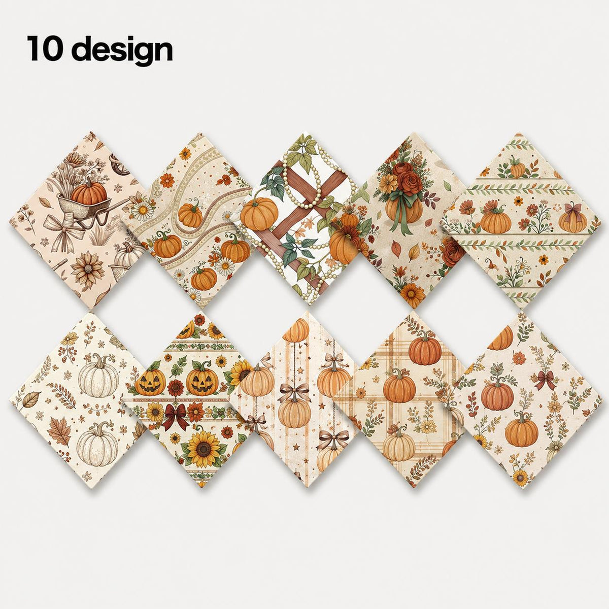 10Pc/Set Autumn Pumpkin Series Plaid Bowknot Flower Fat Quarter Fabric, Pre-Cut Square Fabric Assort, Fabric Set, Craft Fabric, Handmade DIY Patchwork Fabric,Home Quilting Sewing Fabric, Packaging Fabric, Scrapbooking Craft Hobbyist