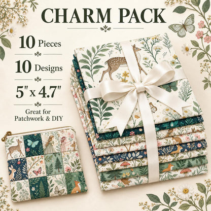 10Pc/Set Flower Butterfly Series Deer Mushroom Fox Fat Quarter Fabric, Pre-Cut Square Fabric Assort, Fabric Set, Craft Fabric, Handmade DIY Patchwork Fabric,Home Quilting Sewing Fabric, Packaging Fabric, Scrapbooking Craft Hobbyist