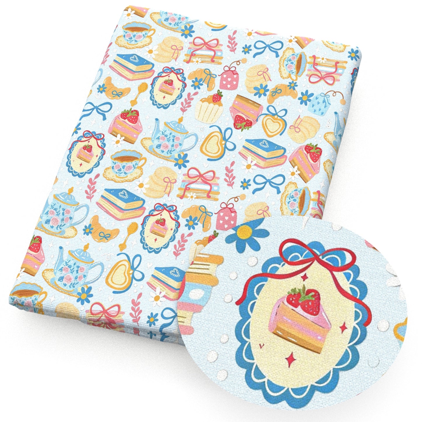love strawberry bread teapot coffee book fabric