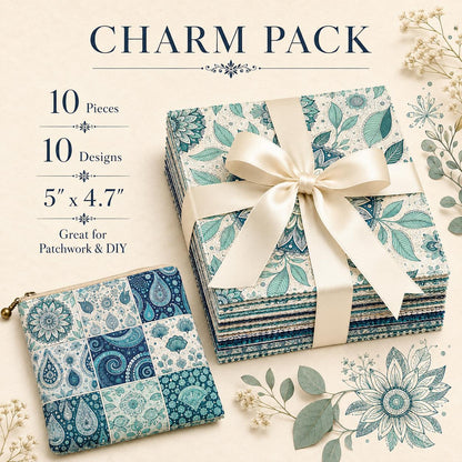 10pcs Charm Pack Set Geometric Cashew Pattern Vintage Style Pattern Handmade DIY with Rich Color and Texture Elements 100% Polyester Patchwork in 10 Design Styles Suitable for Patchwork DIY Craft Projects DIY Wallet Making Gift Giving Bag Making Mother's