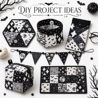 10Pc/Set Halloween Series Skull Moon Bat Fat Quarter Fabric, Pre-Cut Square Fabric Assort, Fabric Set, Craft Fabric, Handmade DIY Patchwork Fabric,Home Quilting Sewing Fabric, Packaging Fabric, Scrapbooking Craft Hobbyist