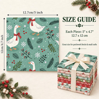 10Pc/Set Christmas Series Plaid Tree Duck Fat Quarter Fabric, Pre-Cut Square Fabric Assort, Fabric Set, Craft Fabric, Handmade DIY Patchwork Fabric,Home Quilting Sewing Fabric, Packaging Fabric, Scrapbooking Craft Hobbyist
