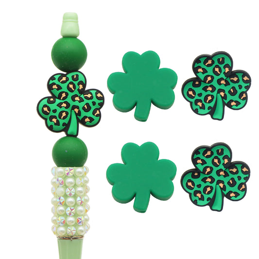 1pc Charming Clover Shamrock Silicone Plastic Beads, Owl Focal Pendants Beads for DIY Beading & Jewelry Making, Keychains, and Bag Accessories,St. Patrick's Day Decorations