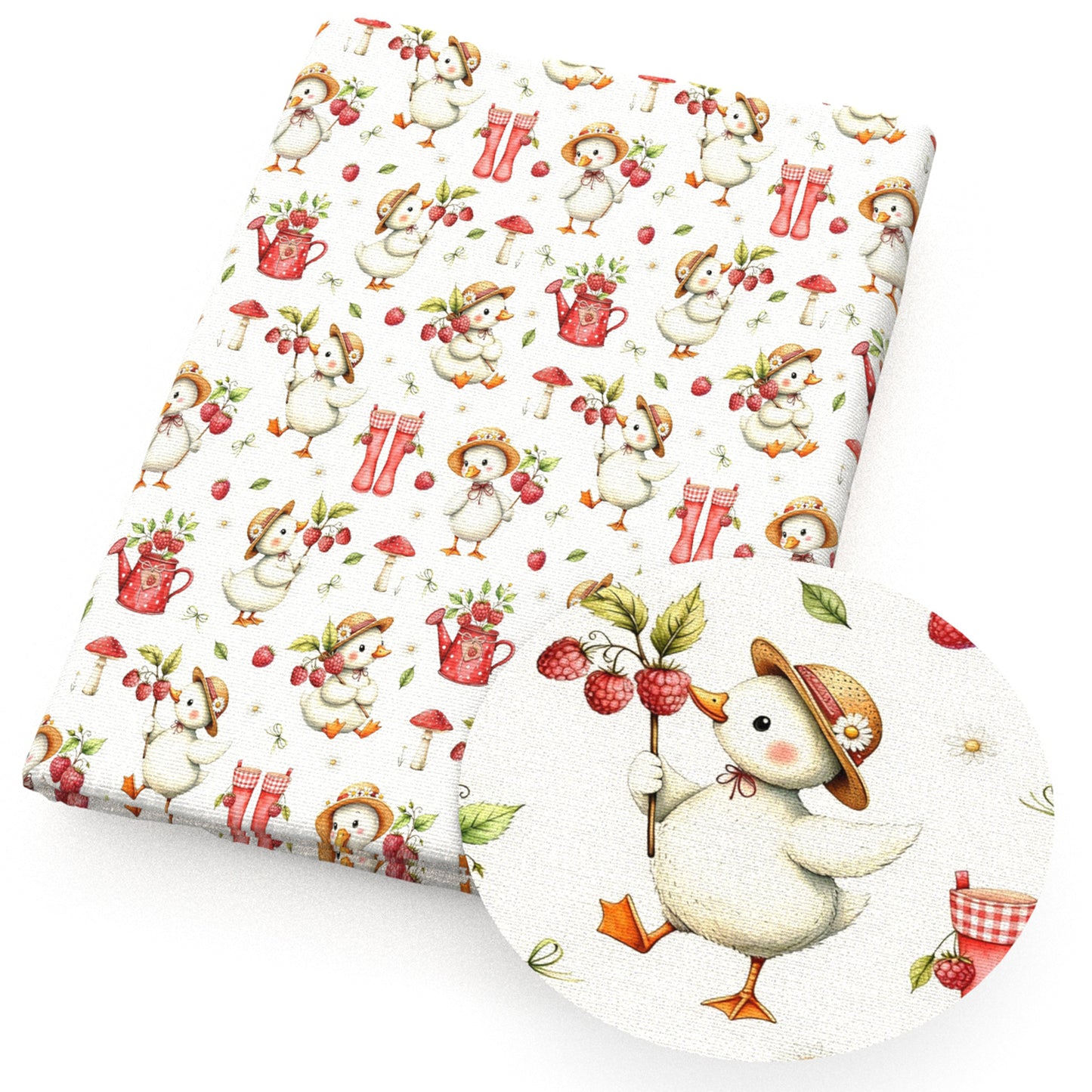 duck strawberry mushroom boots fabric