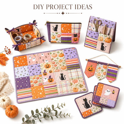 10pcs Charm Pack Set Star Moon Pumpkin Pattern Vintage Style Handmade DIY with Rich Color and Texture Elements 100% Polyester Patchwork in 10 Design Styles Suitable for Patchwork DIY Craft Projects DIY Wallet Making Gift Giving Bag Making Mother's Day Gif