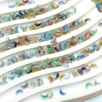 20Pcs Glitter Moon Resin Beads for Jewelry Making DIY Bracelet Necklace Chain Earrings Charm Decors For Nail Art Design Crafts Jewelry Accessories