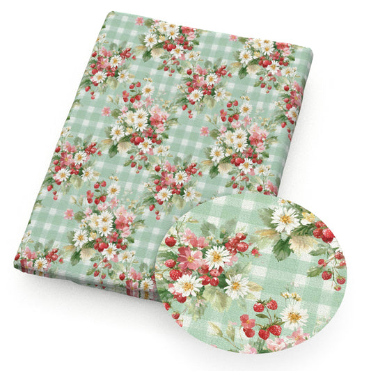 flowerfloral daisy strawberry plaid grid fabric