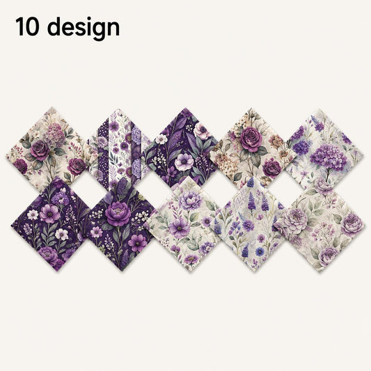 10Pc/Set Flower Purple Series Fat Quarter Fabric, Pre-Cut Square Fabric Assort, Fabric Set, Craft Fabric, Handmade DIY Patchwork Fabric,Home Quilting Sewing Fabric, Packaging Fabric, Scrapbooking Craft Hobbyist