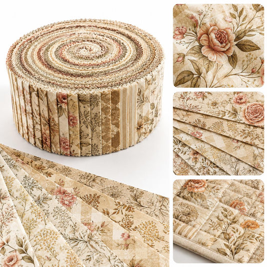 10pcs Vintage Daisy Floral Pattern Jelly Roll Fabric Strips 2.5X19.7inch Pre-Cut 100% Polyester For Patchwork Quilts, Table Runners, Placemats, Tote Bags, Storage Pouches, Makeup Bags, Coasters, Quilt Blocks & Binding