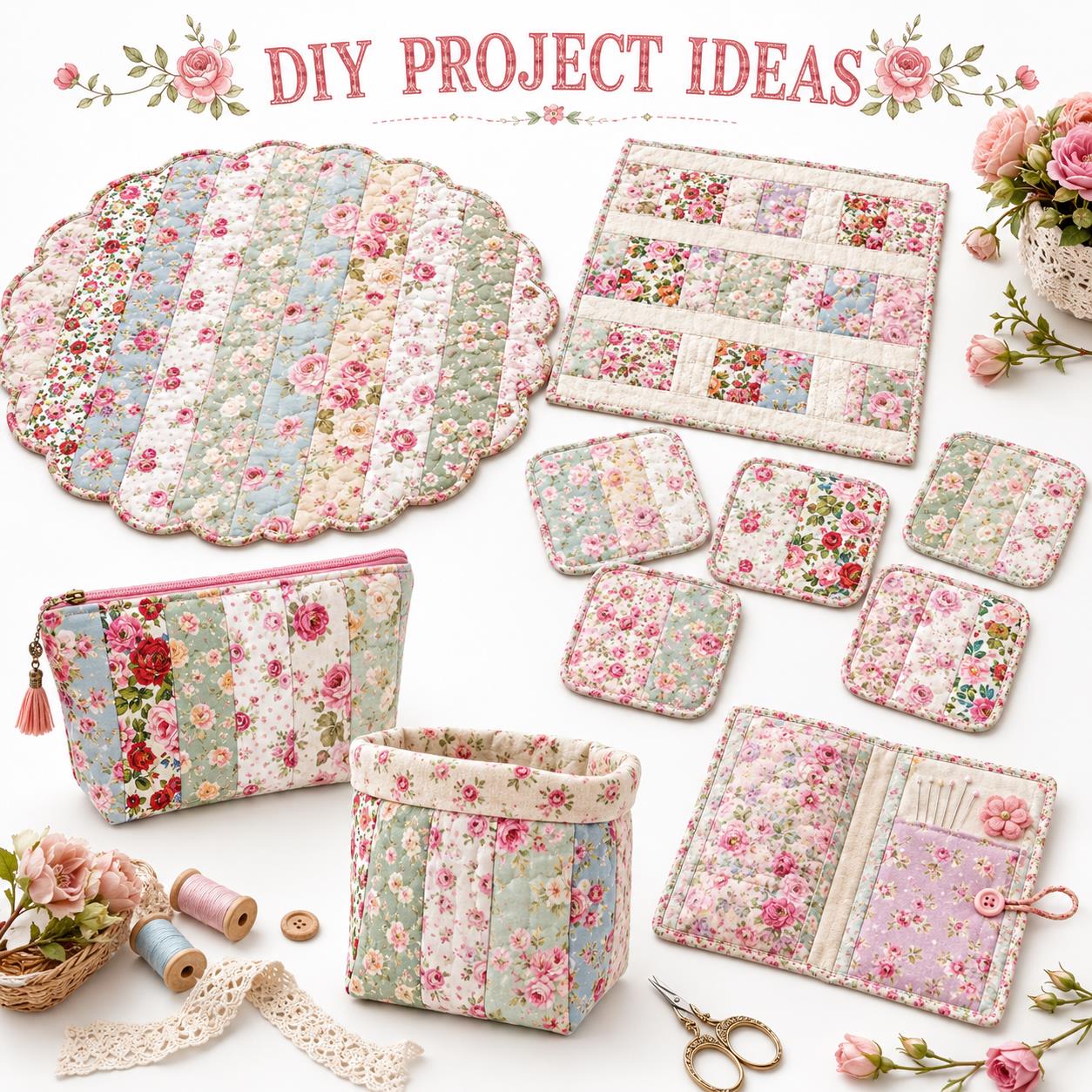 10Pc/Set, Making 10 Images 1pc Each, Each Size: 6.3*50cm Spring Floral Series Sliced Fabric Set Style Combination, Polyester Jelly Roll Fabric Strips, Pre-Cut Quilting Squares, For Quilting DIY, Handicrafts And Sewing, Blankets, Rugs, Interior Decoration