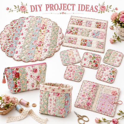 10Pc/Set, Making 10 Images 1pc Each, Each Size: 6.3*50cm Spring Floral Series Sliced Fabric Set Style Combination, Polyester Jelly Roll Fabric Strips, Pre-Cut Quilting Squares, For Quilting DIY, Handicrafts And Sewing, Blankets, Rugs, Interior Decoration