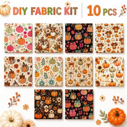 10pcs Charm Pack Set Floral Pumpkin Autumn Pattern Vintage Style Handmade DIY with Rich Color and Texture Elements 100% Polyester Patchwork in 10 Design Styles Suitable for Patchwork DIY Craft Projects DIY Wallet Making Gift Giving Bag Making Mother's Day