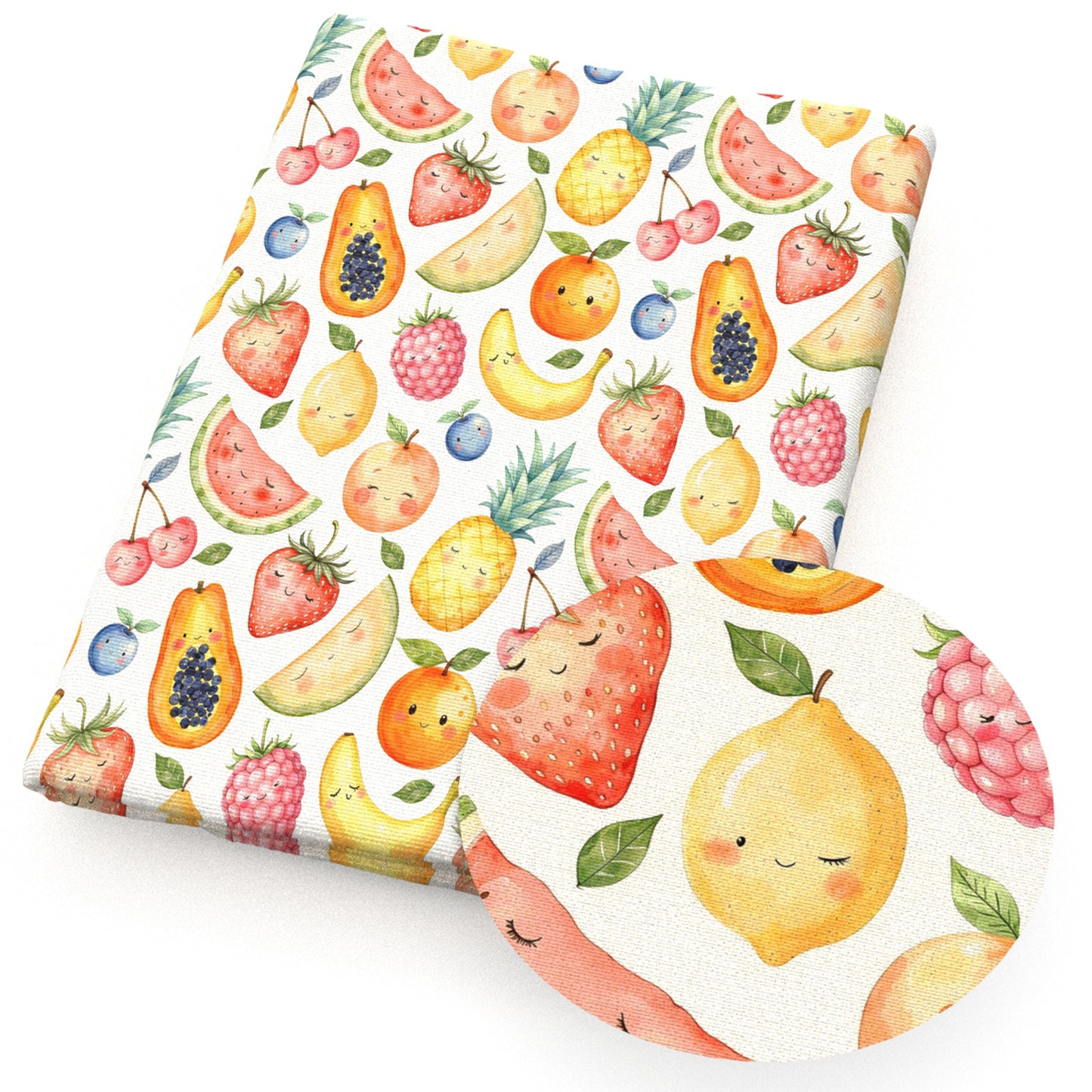 pineapple banana strawberry blueberry watermelon cherry lemon fabric