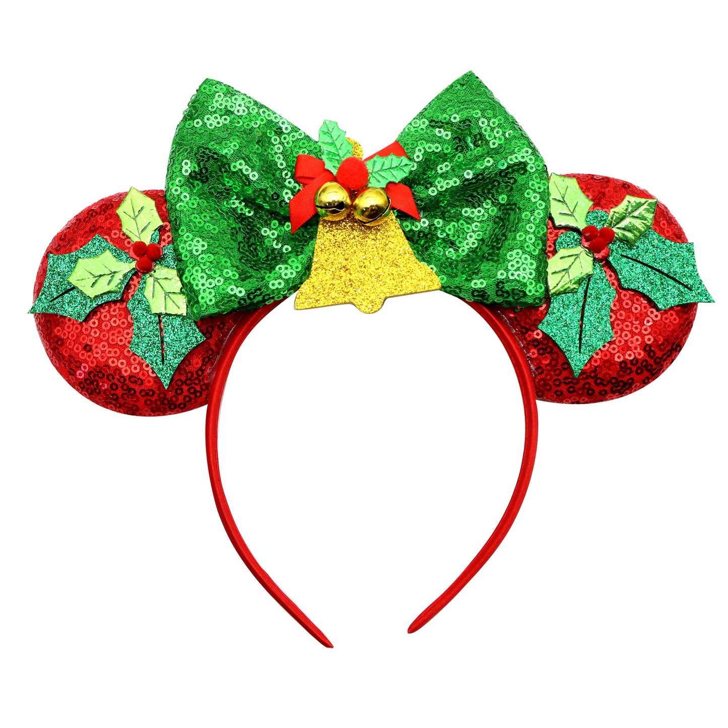 Adorable Christmas Festive Ears Sequined Headband with Bows--With box packaging