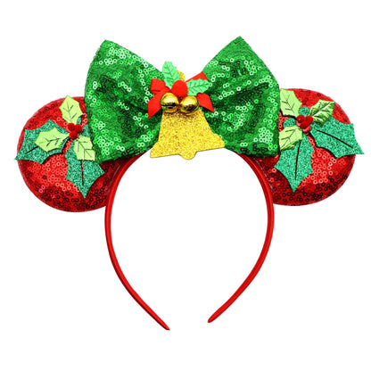 Adorable Christmas Festive Ears Sequined Headband with Bows--With box packaging
