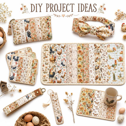 10Pc/Set, Making 10 Images 1pc Each, Each Size: 6.3*50cm Floral Butterfly Rooster Series Sliced Fabric Set Style Combination, Polyester Jelly Roll Fabric Strips, Pre-Cut Quilting Squares, For Quilting DIY, Handicrafts And Sewing, Blankets, Rugs