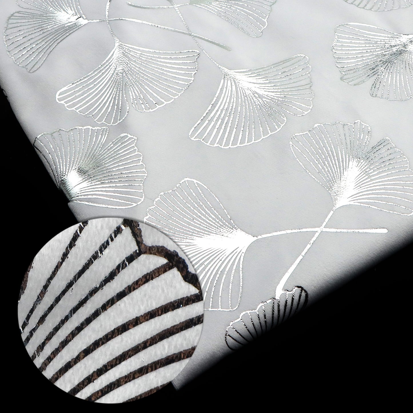 1pc silvery hot stamping ginkgo leaf velvet fabric  - 59x19.68inch(150x50cm) 100%Polyester Material, High Density for DIY Crafts - Hand Wash Only Precut Fabric
