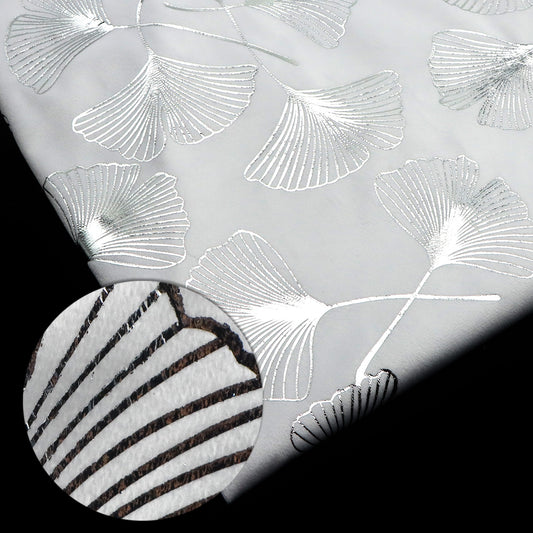 1pc silvery hot stamping ginkgo leaf velvet fabric  - 59x19.68inch(150x50cm) 100%Polyester Material, High Density for DIY Crafts - Hand Wash Only Precut Fabric