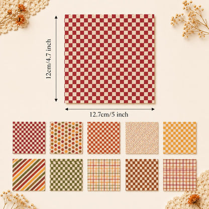 10Pc/Set Autumn Series Dot Plaid Stripe Fat Quarter Fabric, Pre-Cut Square Fabric Assort, Fabric Set, Craft Fabric, Handmade DIY Patchwork Fabric,Home Quilting Sewing Fabric, Packaging Fabric, Scrapbooking Craft Hobbyist