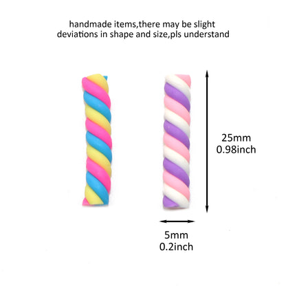 10Pcs Candysticks Rainbow Candy Sticks Christmas Color Polymer Clay 18mm Candy Dollhouse Miniatures DIY Decorate Gingerbread House Windows Handmade Craft Supplies
