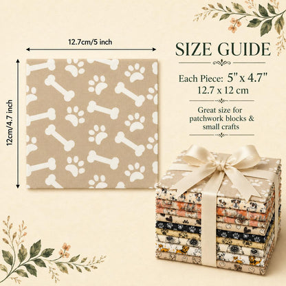 10pcs Charm Pack Set Dog Paw Pattern Vintage Style Handmade DIY with Rich Color and Texture Elements 100% Polyester Patchwork in 10 Design Styles Suitable for Patchwork DIY Craft Projects DIY Wallet Making Gift Giving Bag Making Mother's Day Gift