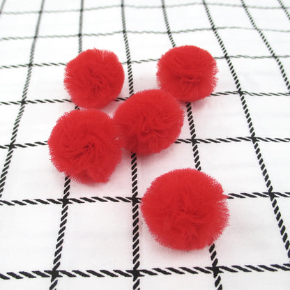 10pcs 25mm Vibrant Polyester Mesh Balls - Decorative Accessories for Clothing, Hair Accessories Making Materials - Colorful DIY Craft Supplies for Jewelry Designers