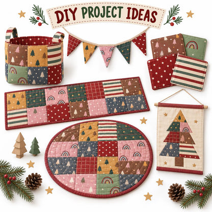 10Pc/Set Christmas Series Plaid Dot Star Tree Stripe Fat Quarter Fabric, Pre-Cut Square Fabric Assort, Fabric Set, Craft Fabric, Handmade DIY Patchwork Fabric,Home Quilting Sewing Fabric, Packaging Fabric, Scrapbooking Craft Hobbyist